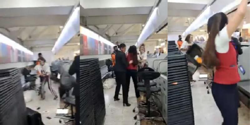 ফ্লাইট মিস করায় বিমানবন্দরে কর্মীদের পেটালেন নারী!