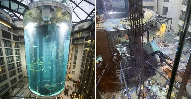 বার্লিনের বিখ্যাত অ্যাকুরিয়াম বিস্ফোরণ , ডুবলো হোটেল-রাস্তা